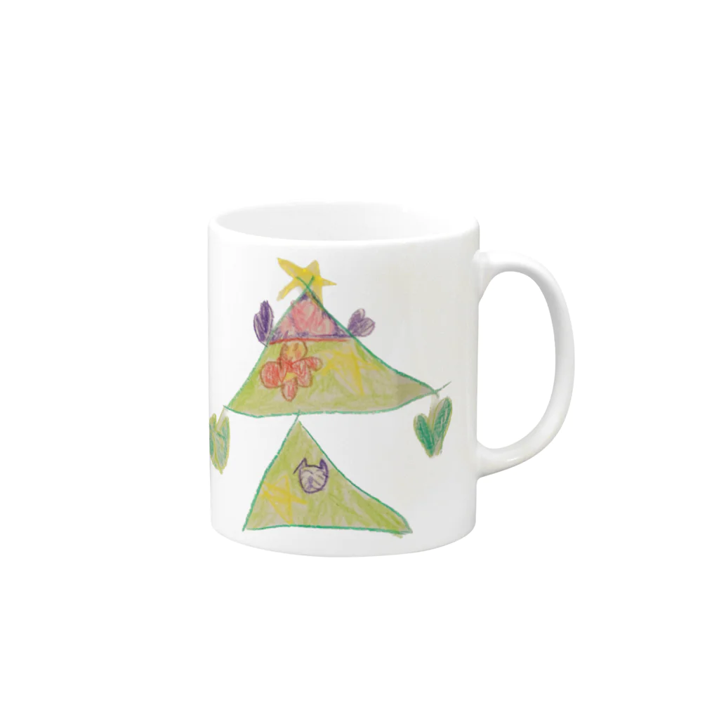 KidsArtの【子どもの絵】クリスマスツリー Mug :right side of the handle