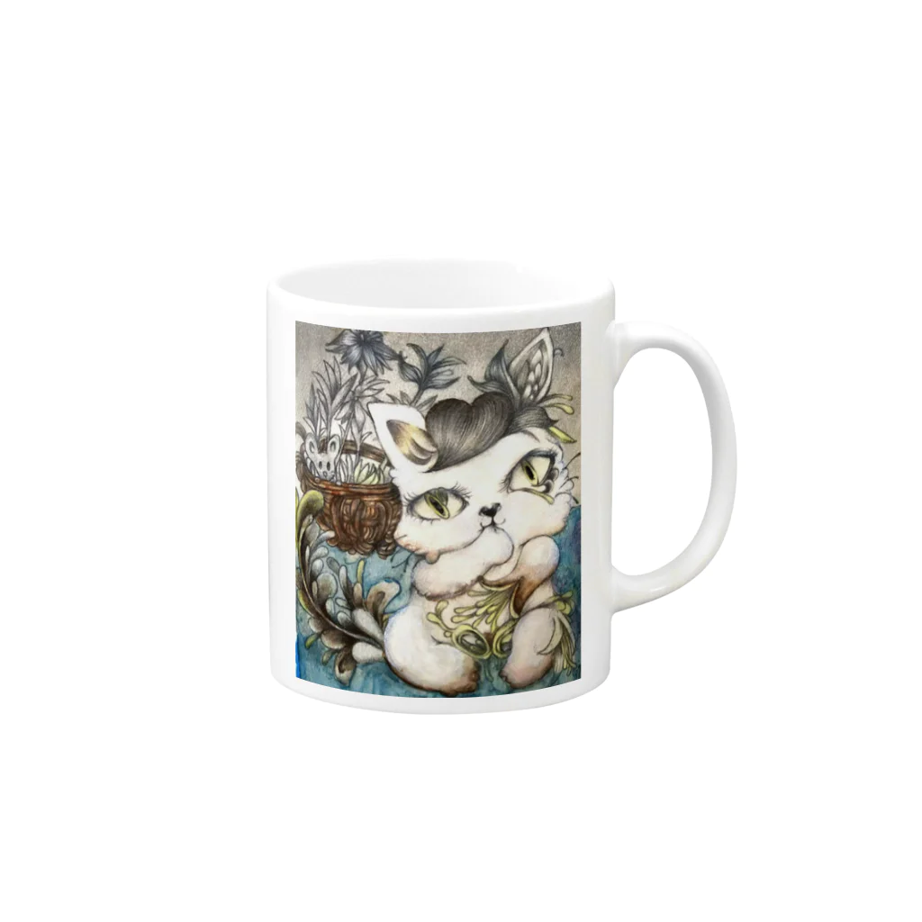 リンリン・ギャラクシーの不思議な子猫 Mug :right side of the handle