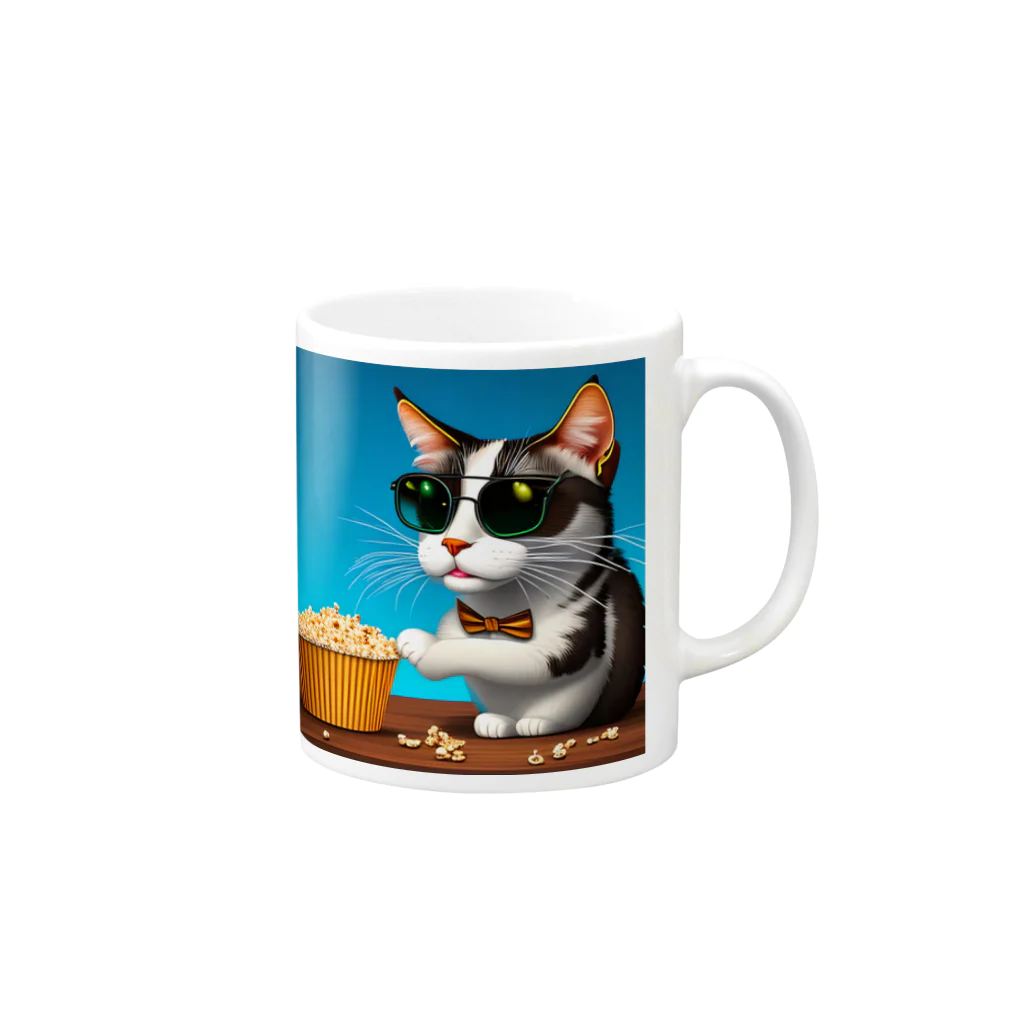 じょんすたいるのPopcorn Cat Mug :right side of the handle