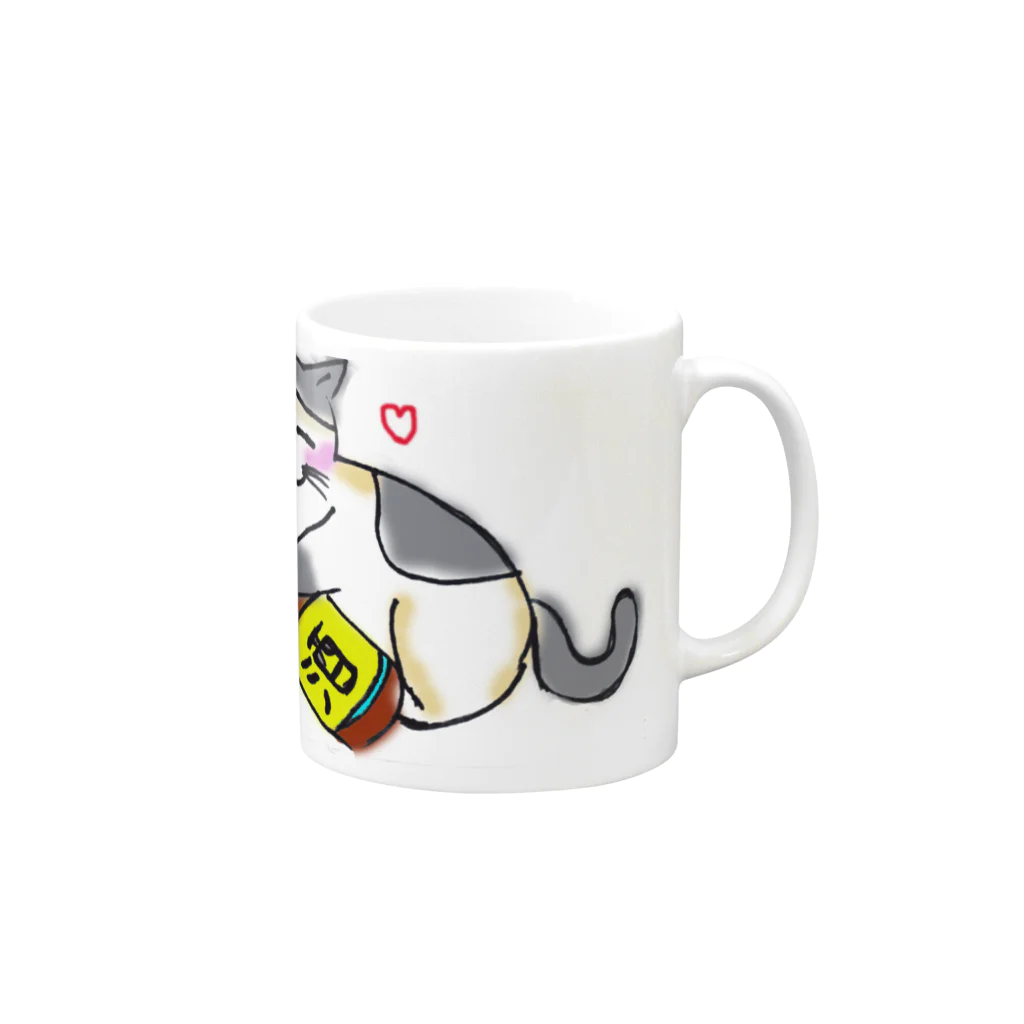 ポポのオフィシャルグッズショップ(SUZURI支店)のほろ酔いモカのイラストマグカップ Mug :right side of the handle