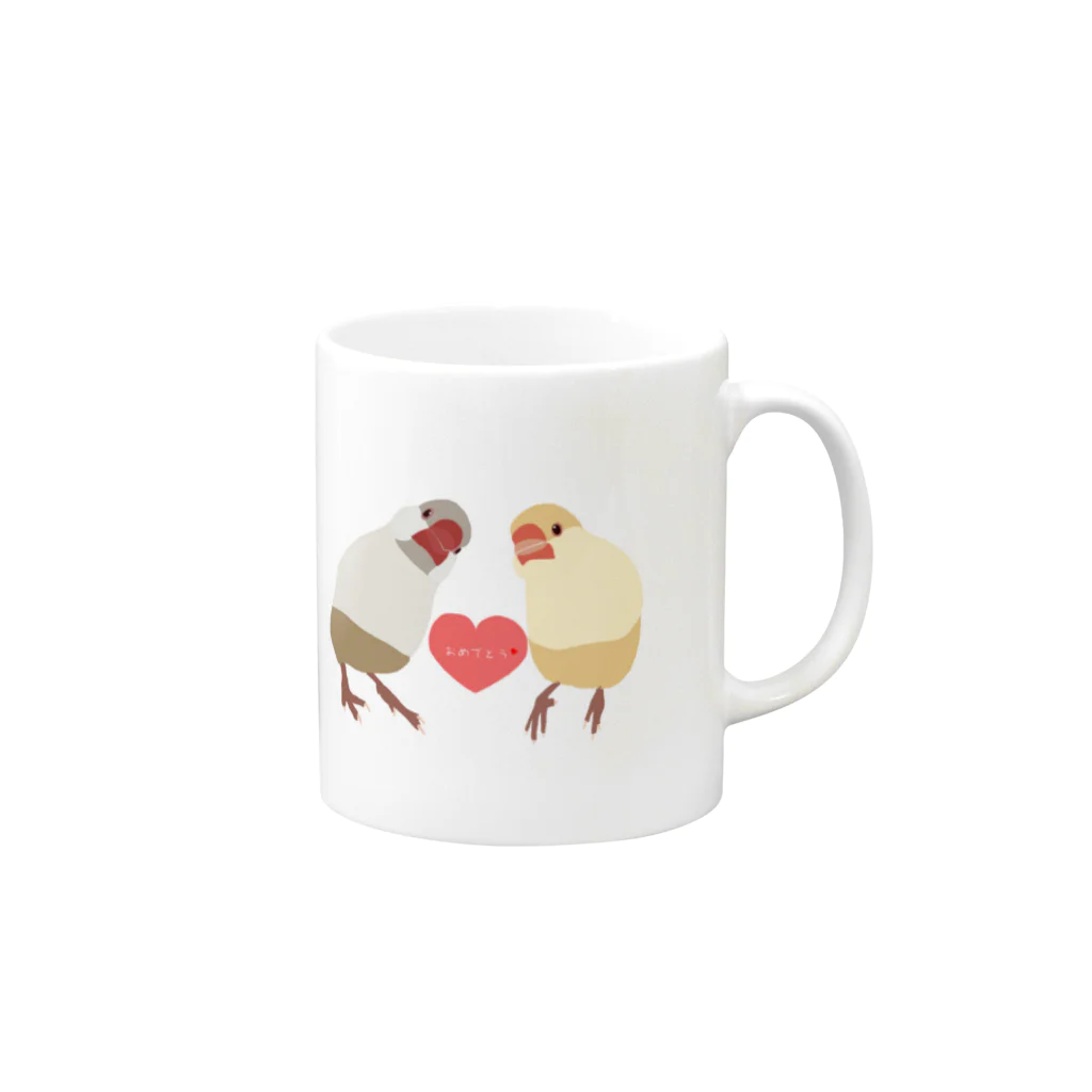 おしゃれぶんちょうのプレゼント用クリーム文鳥 Mug :right side of the handle