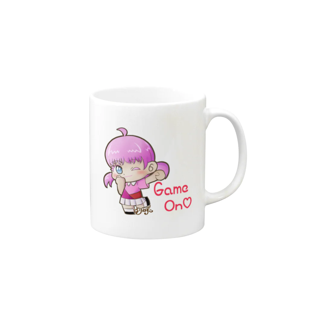 はりねずこのイラストのゲームオン！モモちゃん Mug :right side of the handle