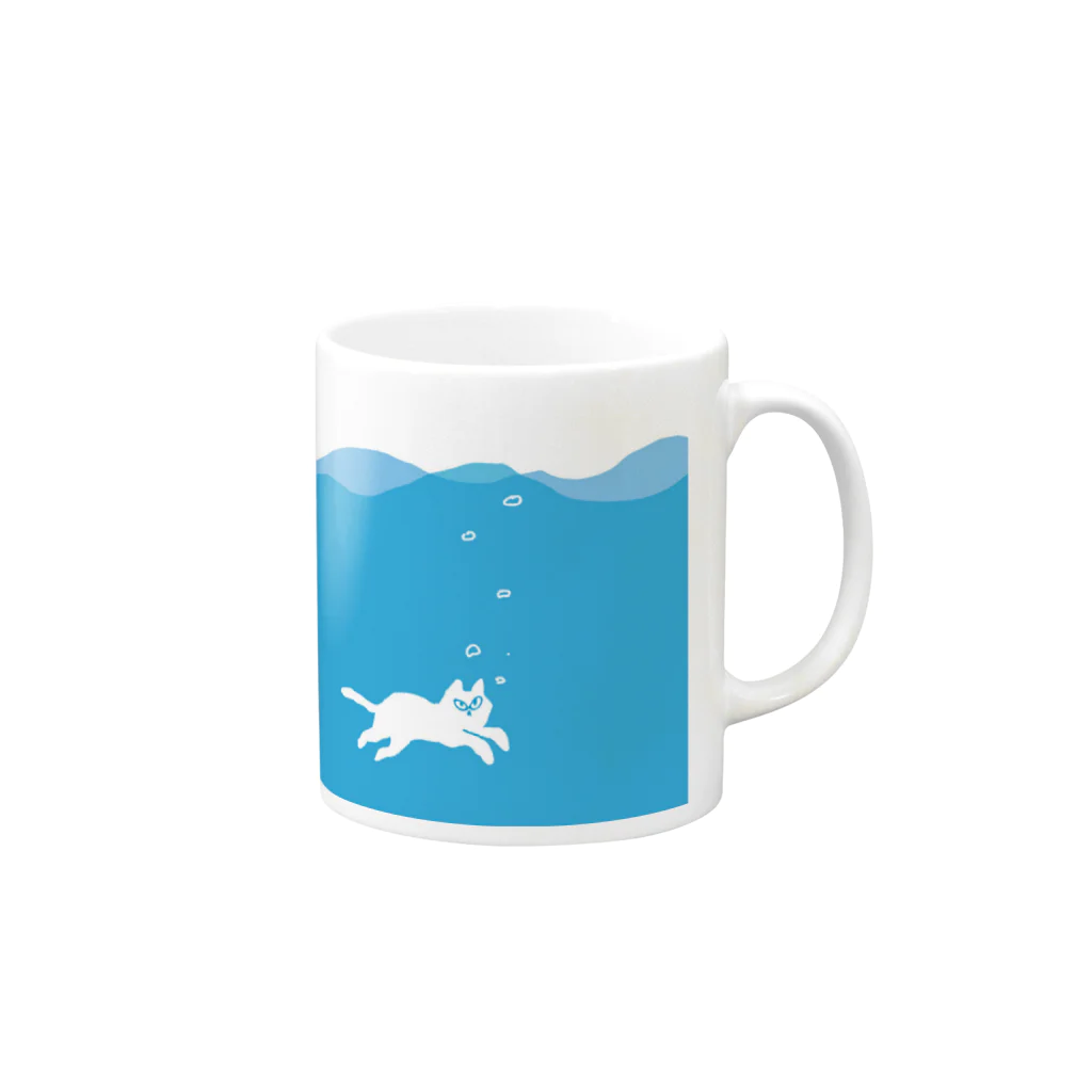 カラシソエルの海と猫 Mug :right side of the handle