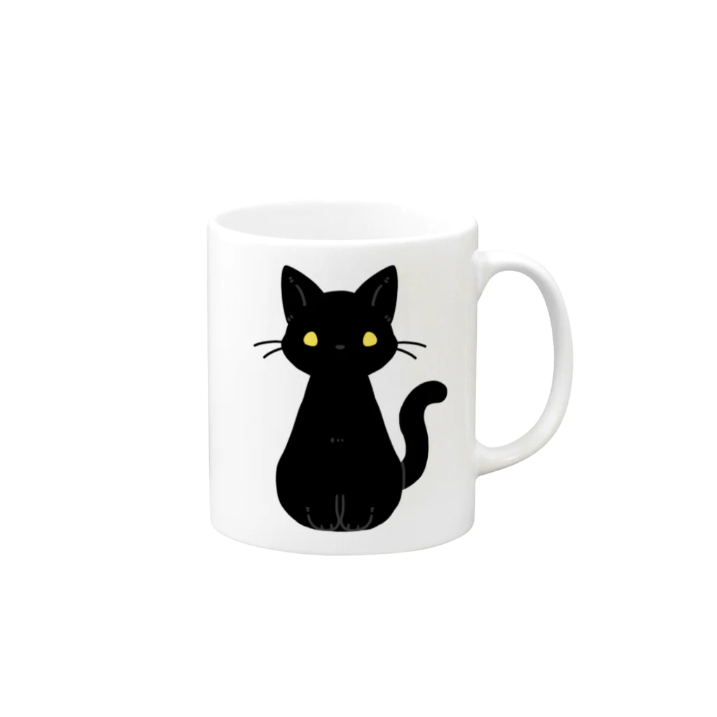 nekono0mimozaのシンプルな金眼の黒猫さん Mug :right side of the handle