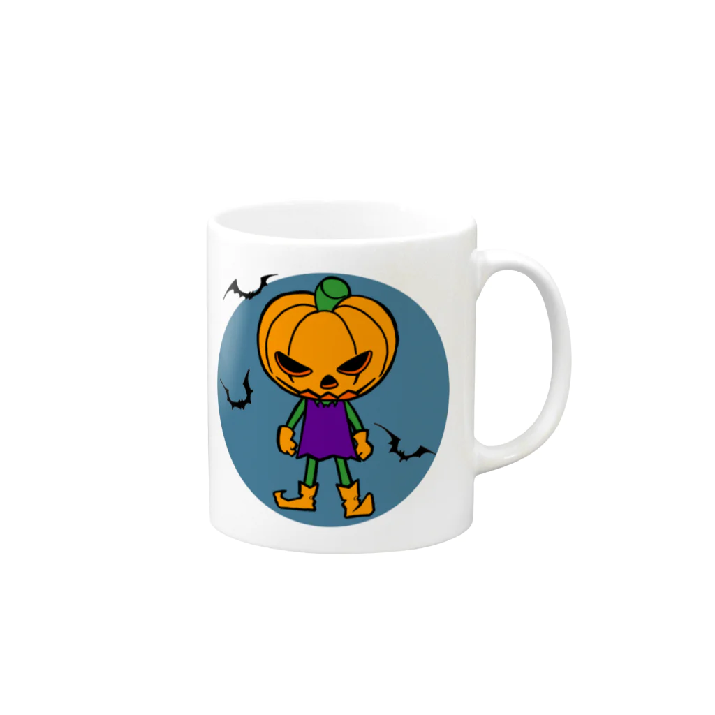 フジヤマシノビの堂　のハロウィンかぼちゃボーイ マグカップの取っ手の右面