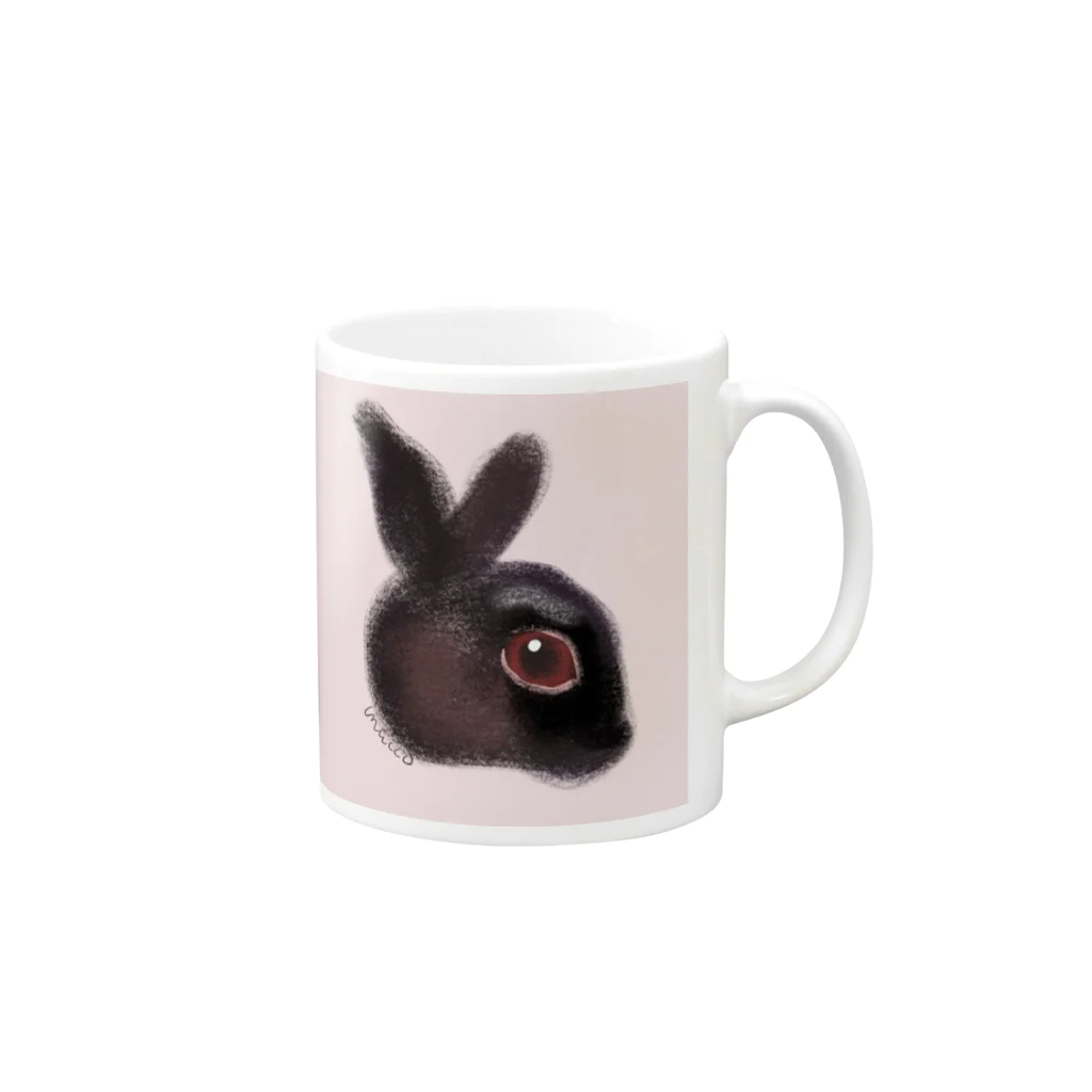 うさぎ雑貨屋maccoの黒うさぎ Mug :right side of the handle