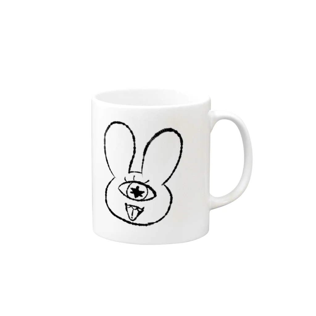 鶴橋らのの店・Eye☆NeedのE☆Nうさちゃん Mug :right side of the handle