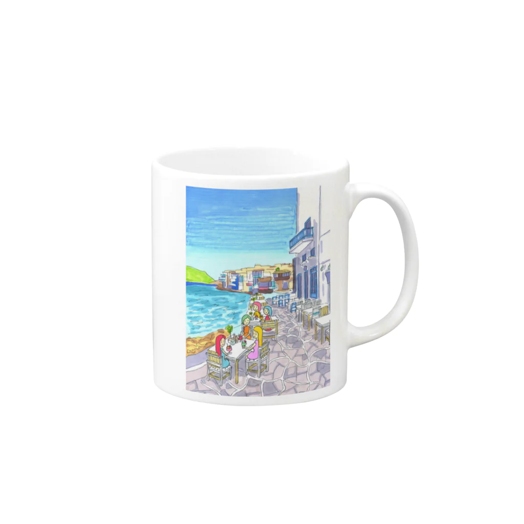 AKISENのエーゲ海カフェガールズ Mug :right side of the handle