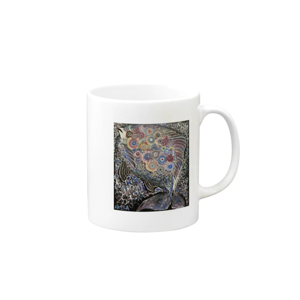 ARISAartの花魚 Mug :right side of the handle