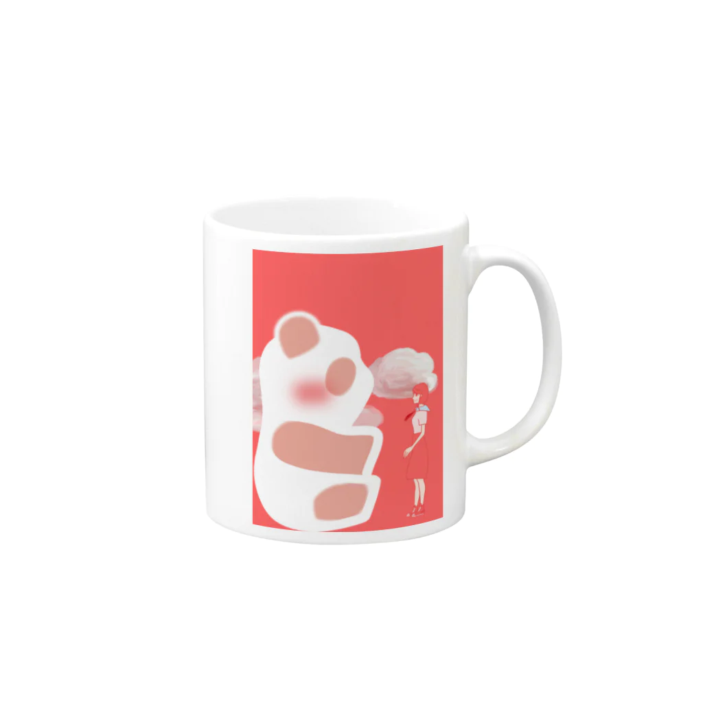 little_cloverのパンダと女子 Mug :right side of the handle