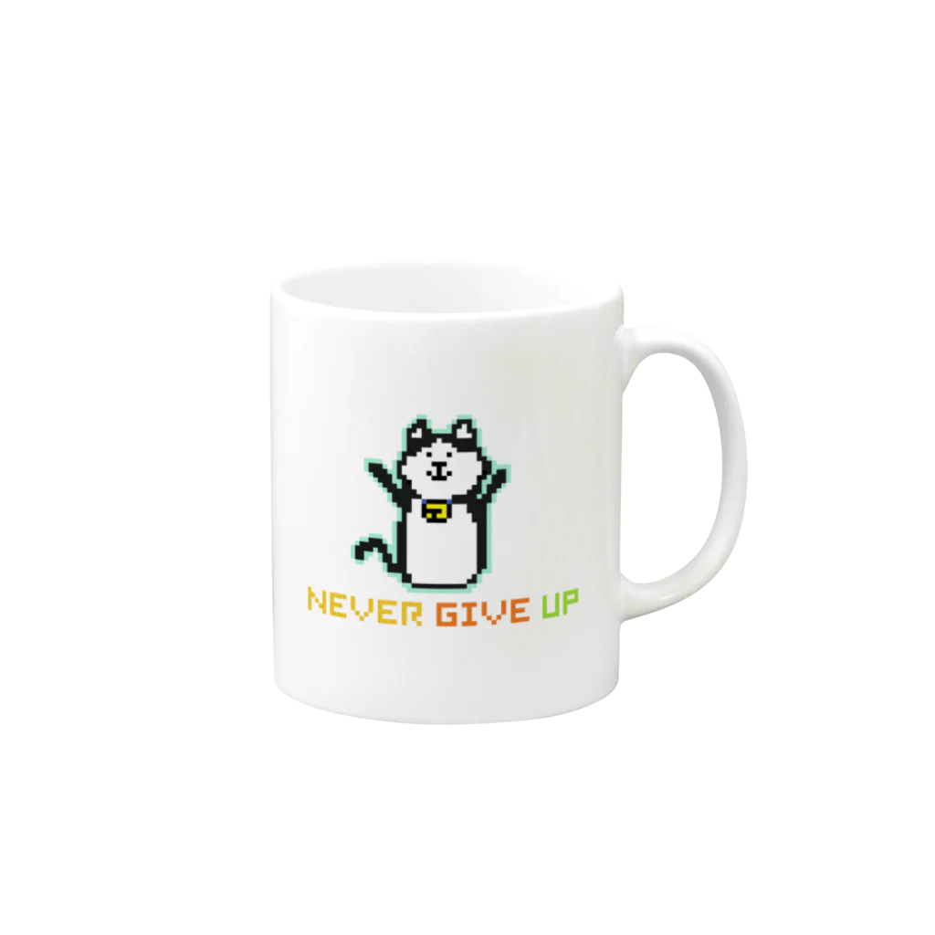 on_stagramのNEVER GIVE UP Mug :right side of the handle