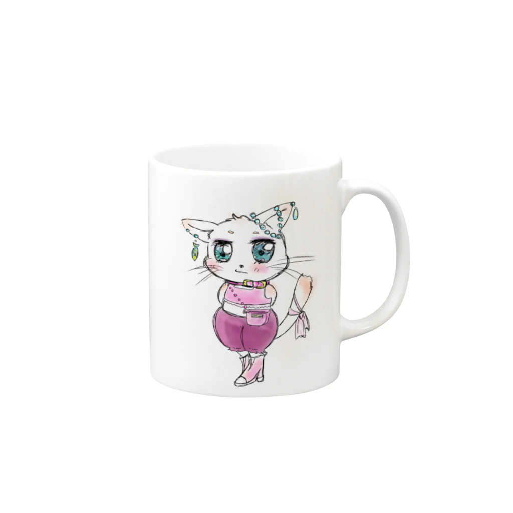 Sanaeのやたら洒落込む猫 Mug :right side of the handle