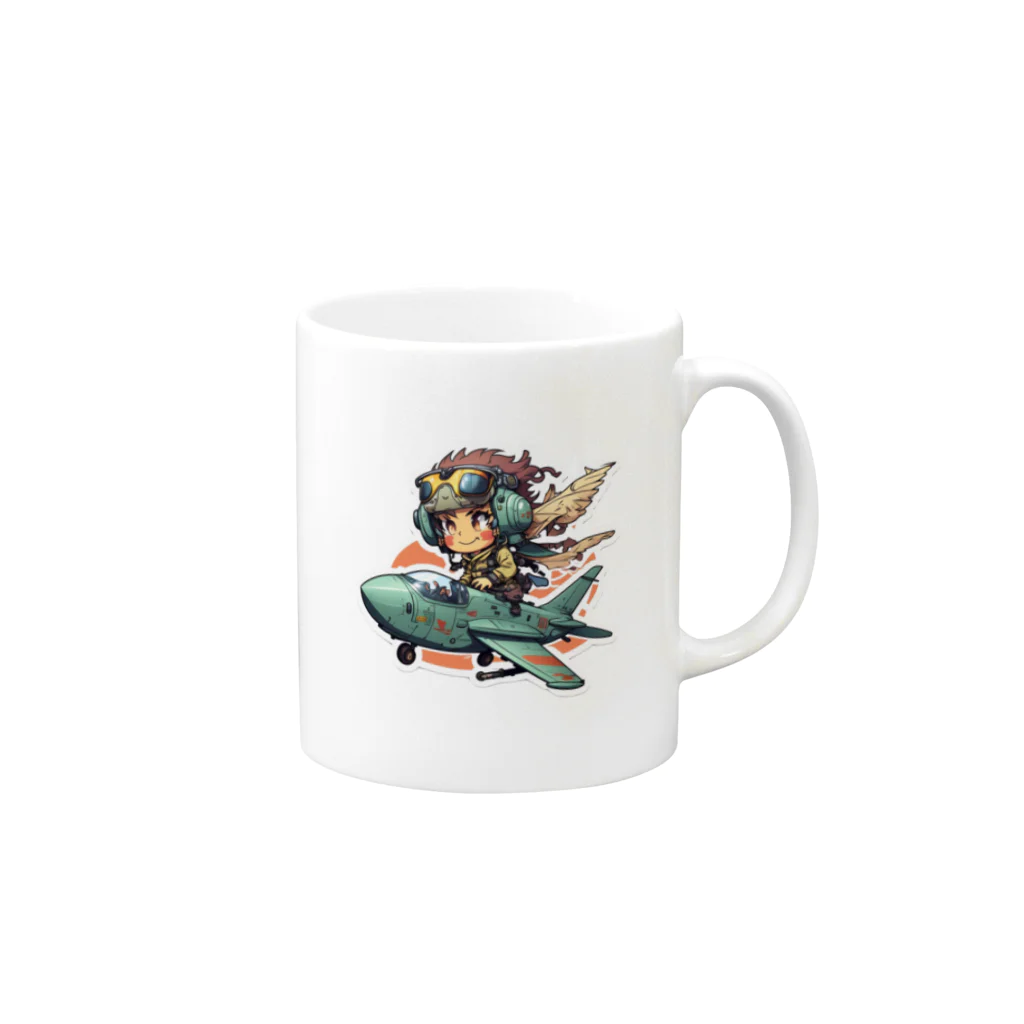 ギフト丸の戦闘機乗りの少年 Mug :right side of the handle