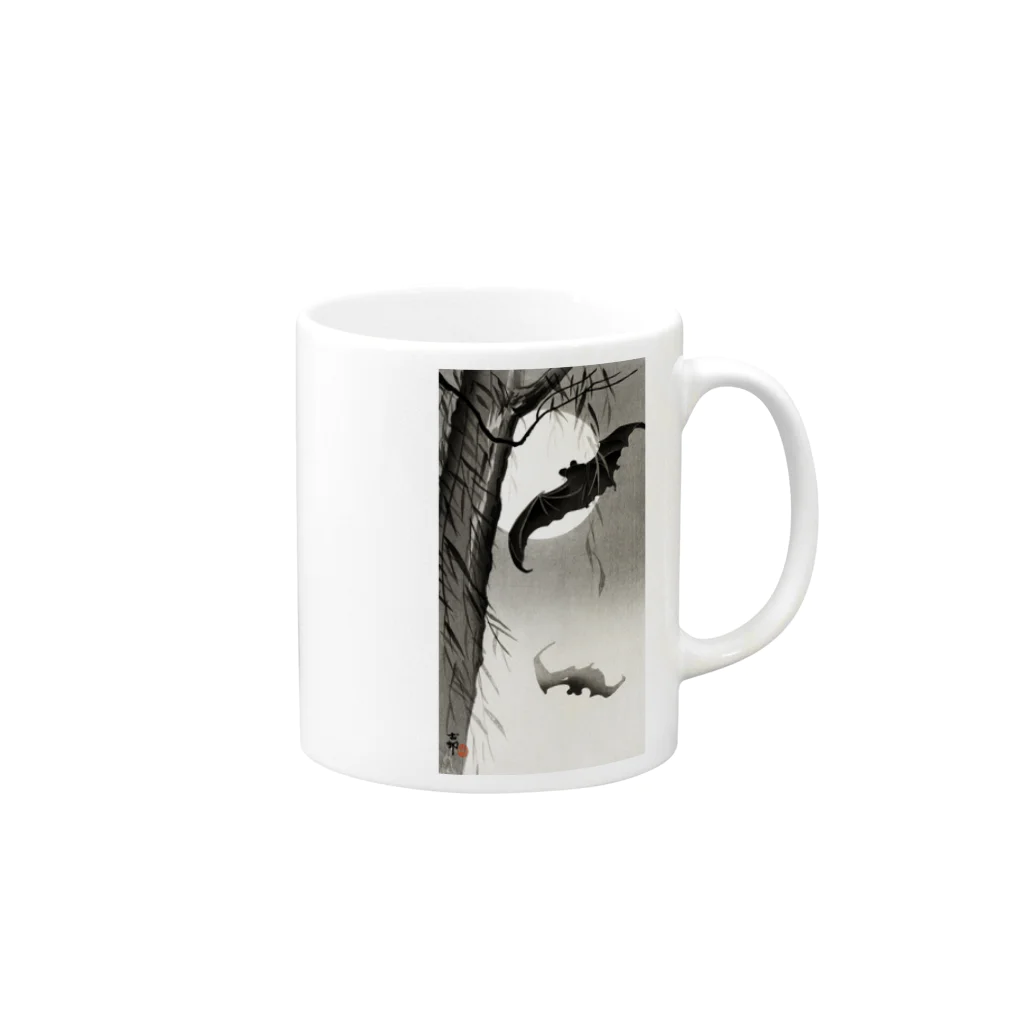 MUGEN ARTの小原古邨　月に蝙蝠（コウモリ）Ohara Koson / Bats under the full moon Mug :right side of the handle