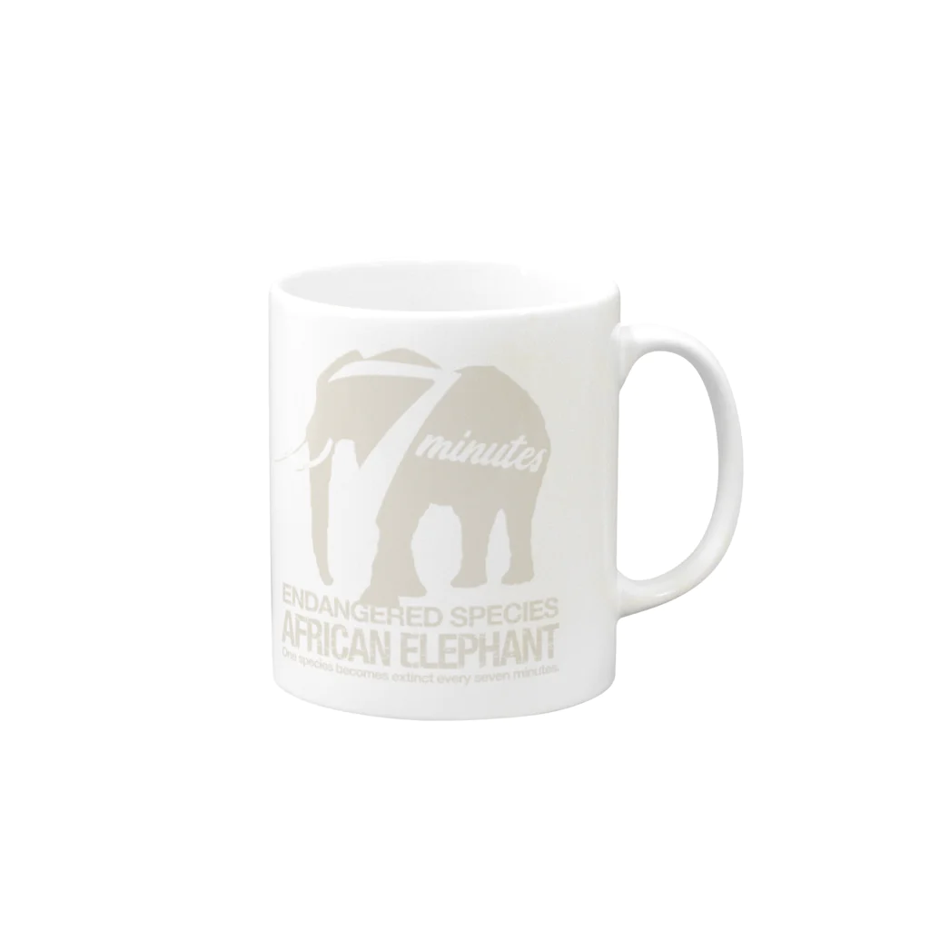 t-shirts-cafeの『アフリカゾウ』絶滅危惧種（レッドリスト） Mug :right side of the handle