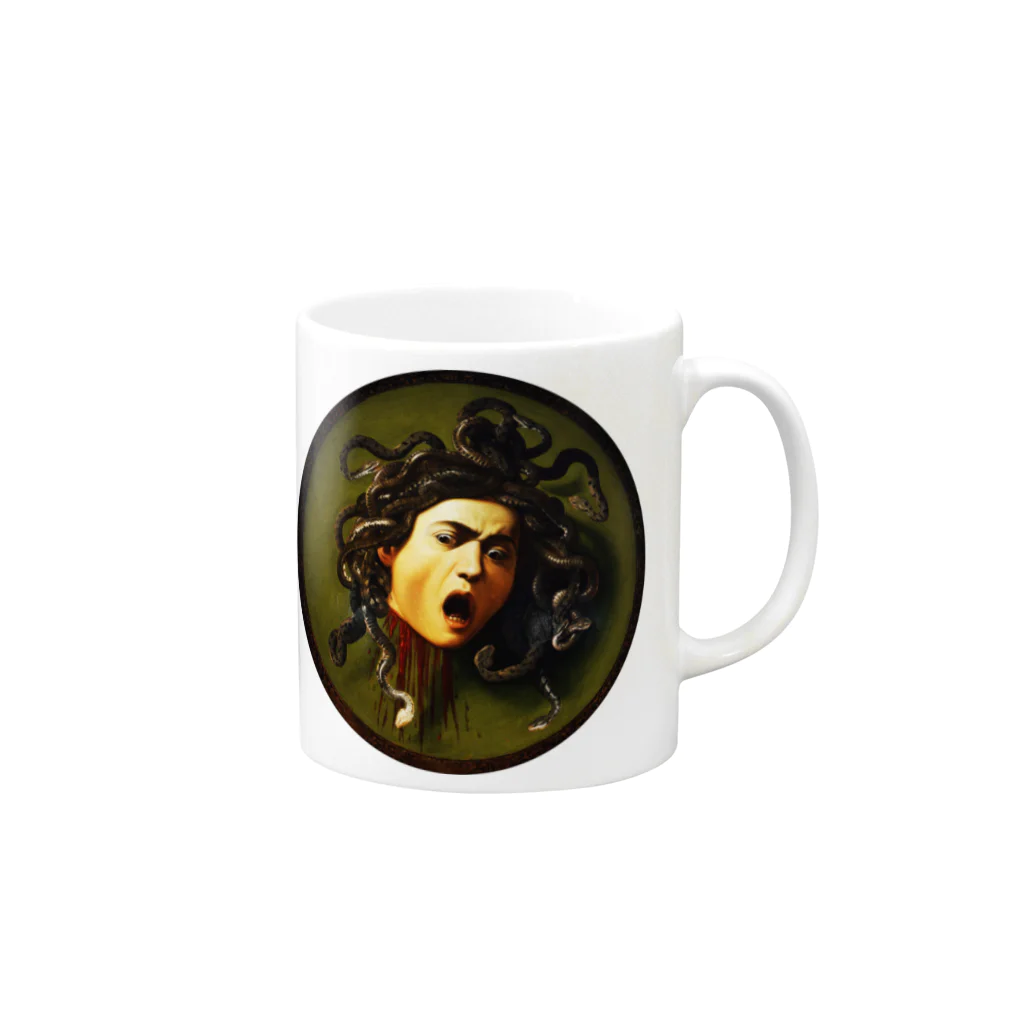 MUGEN ARTのメドゥーサ　カラヴァッジオ　Caravaggio / Medusa Mug :right side of the handle