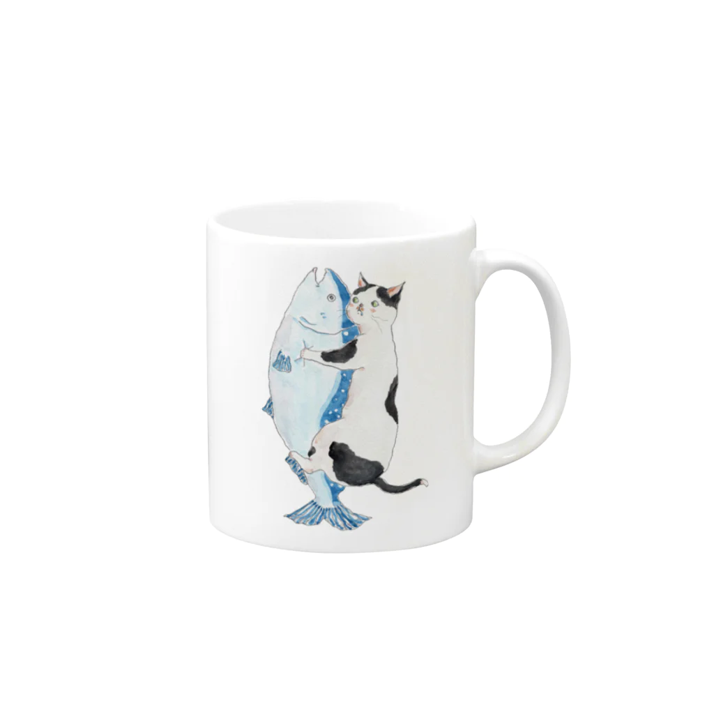 トコロコムギの秋鮭にゃんこ Mug :right side of the handle