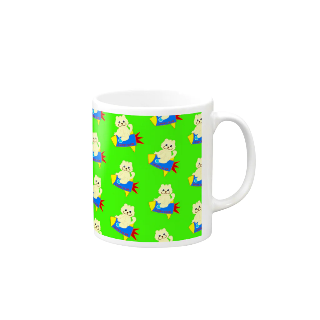 LUCKY CLUBのロケット出発ラッキーちゃん/グリーン Mug :right side of the handle