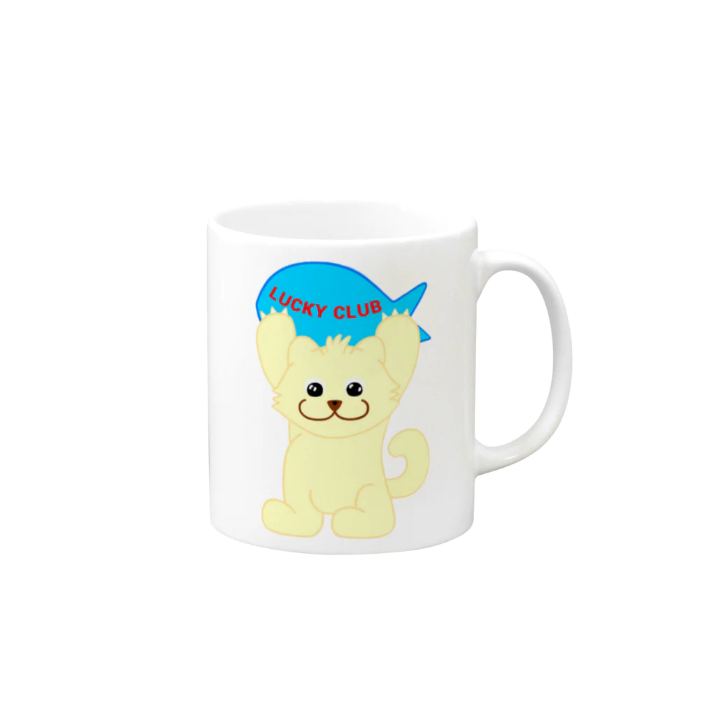 LUCKY CLUBのお魚獲ったぞラッキーちゃん Mug :right side of the handle