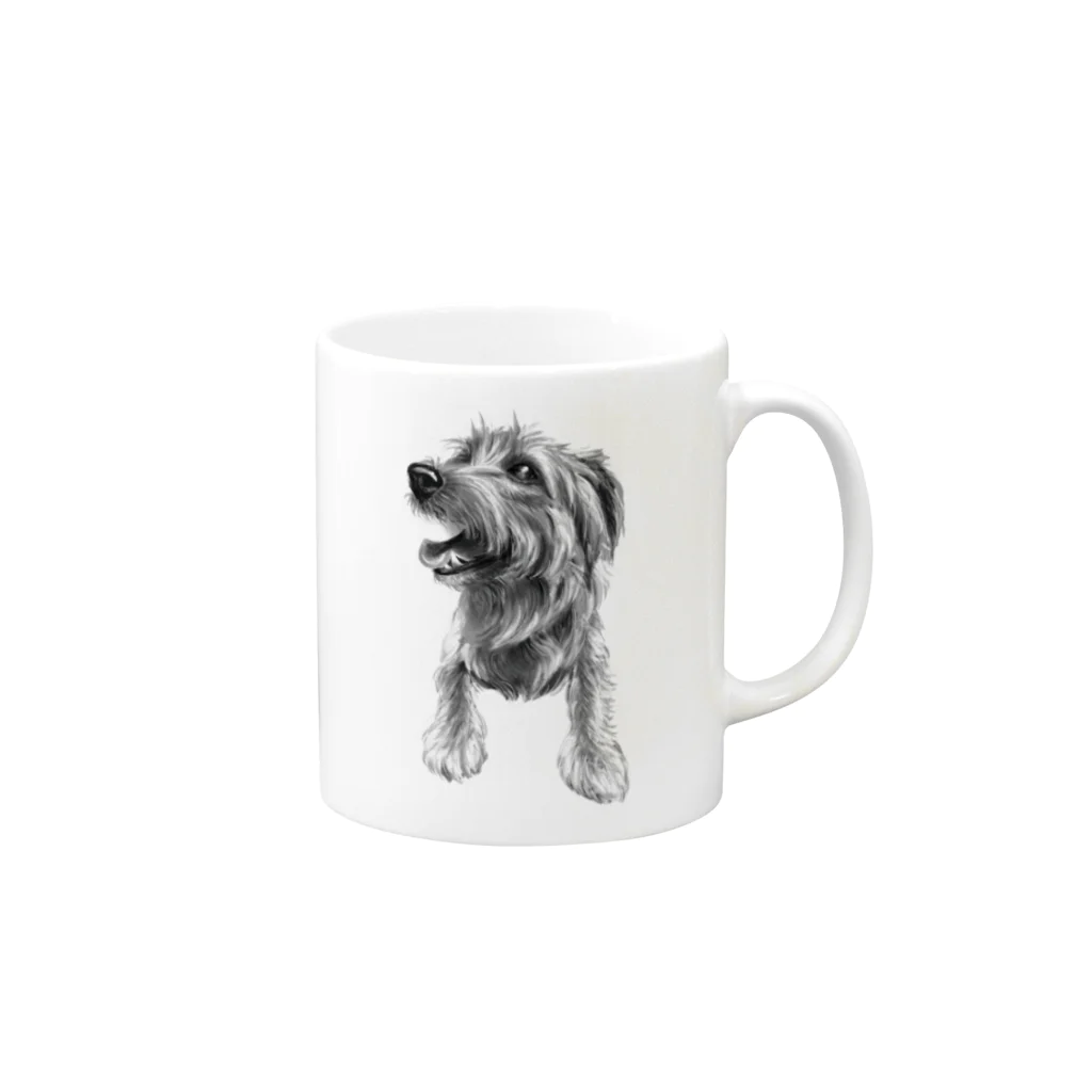 TOMOS-dogのえがおのいぬ Mug :right side of the handle