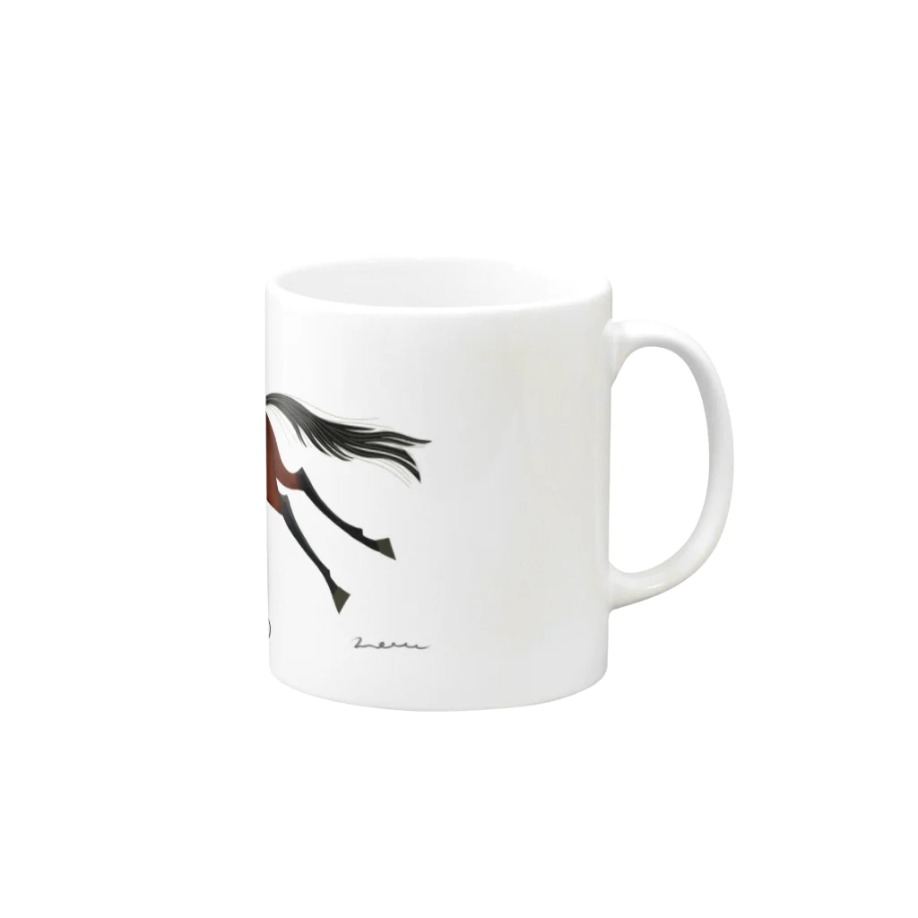 POPPY＿moooo  チャリティーショップのthoroughbred 3 Mug :right side of the handle