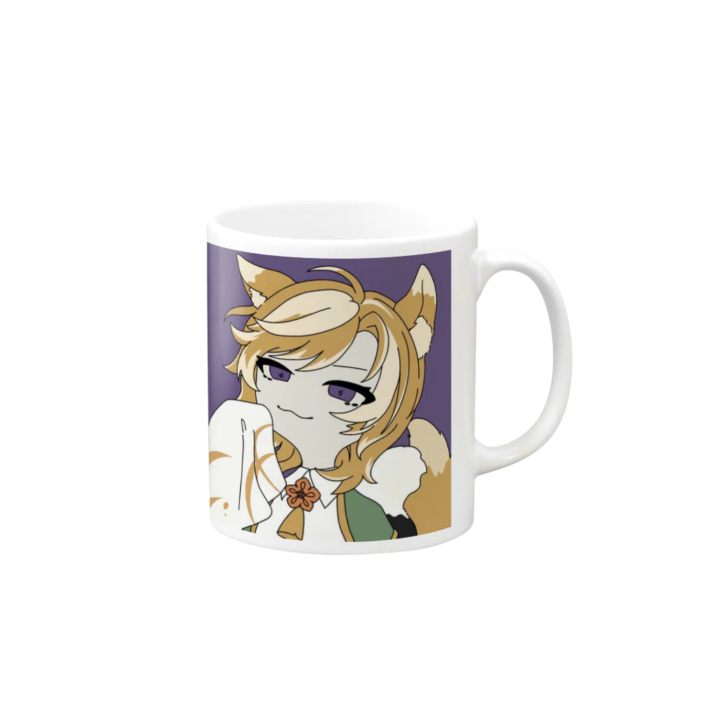 suikazura.tenkoのふふふ金銀花天狐ちゃん Mug :right side of the handle