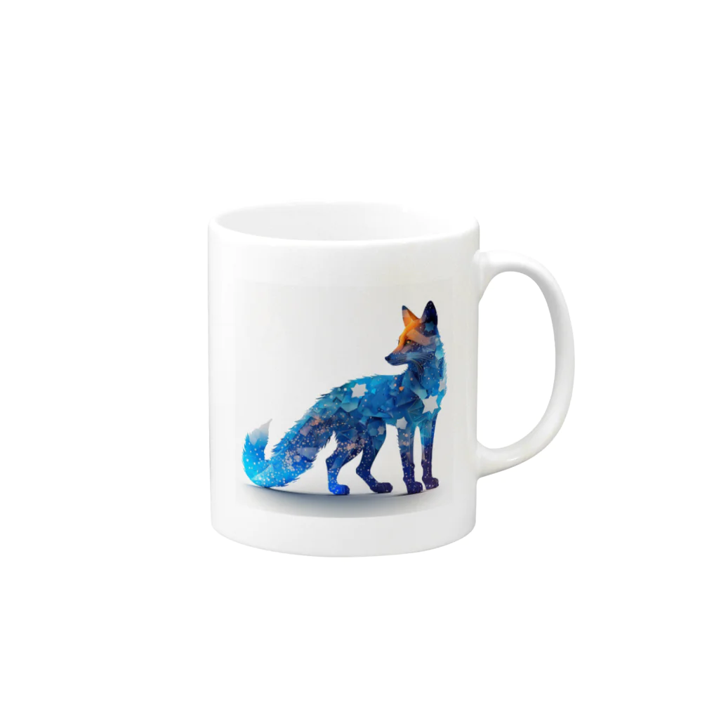 Cryptra_MidMadeのA Fox Made of Stars Mug :right side of the handle