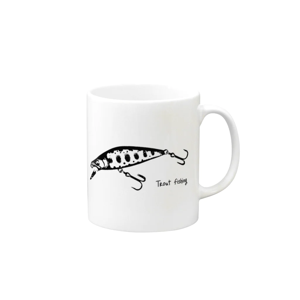 フィッシング&サウナの和風Trout Fishing  Mug :right side of the handle