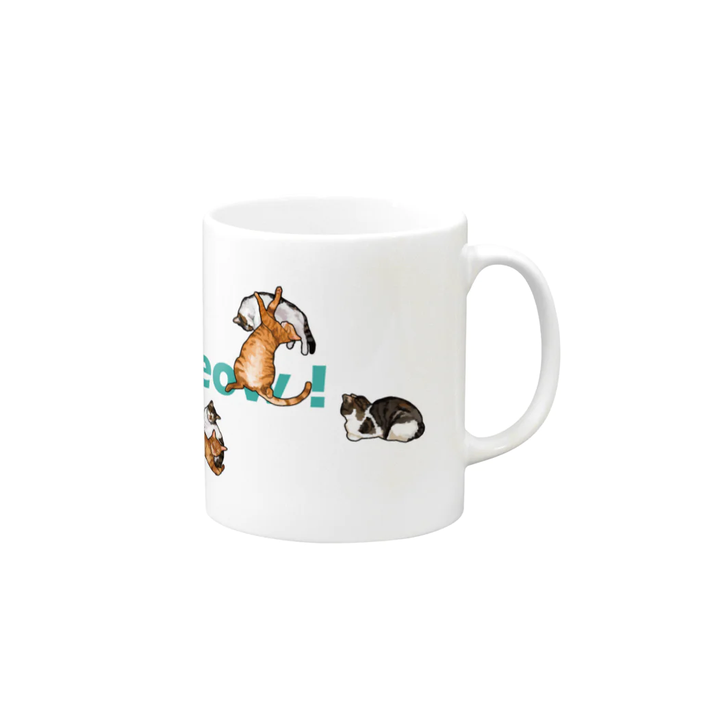 はとだワークスのペアねこグラス Mug :right side of the handle