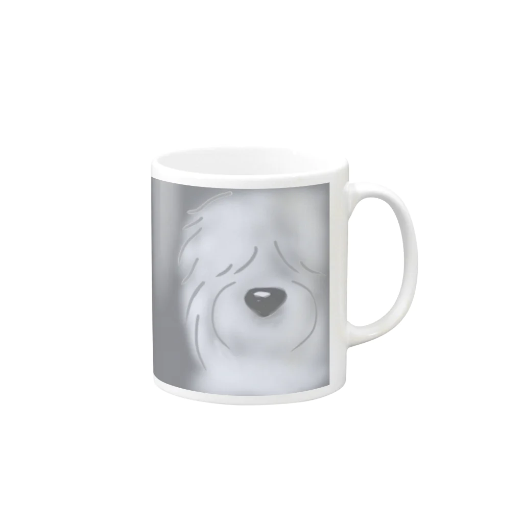 【shop】**harunosono**のold english sheepdog ! ~mokumoku~　マグカップ Mug :right side of the handle
