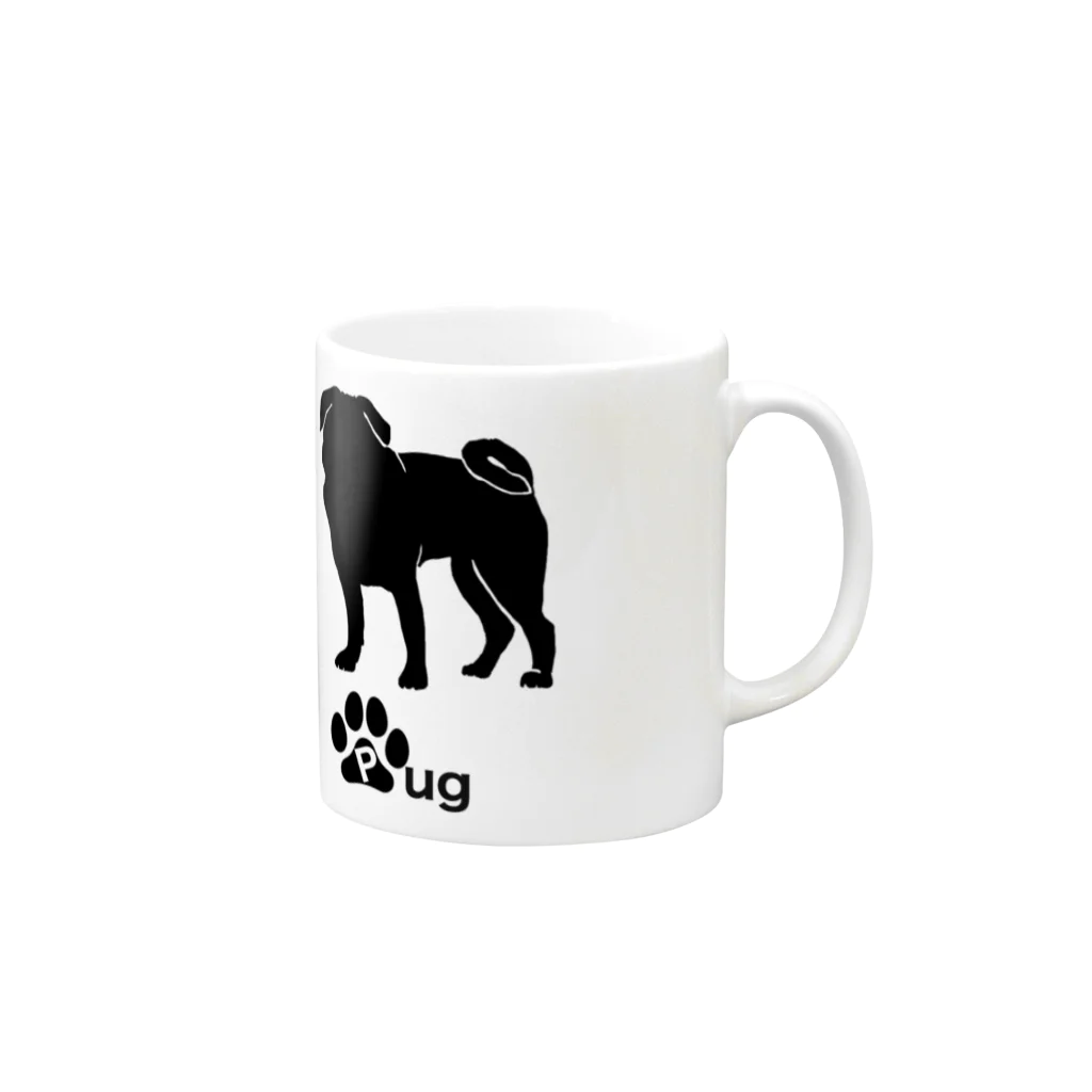 bow and arrow のパグ犬 Mug :right side of the handle