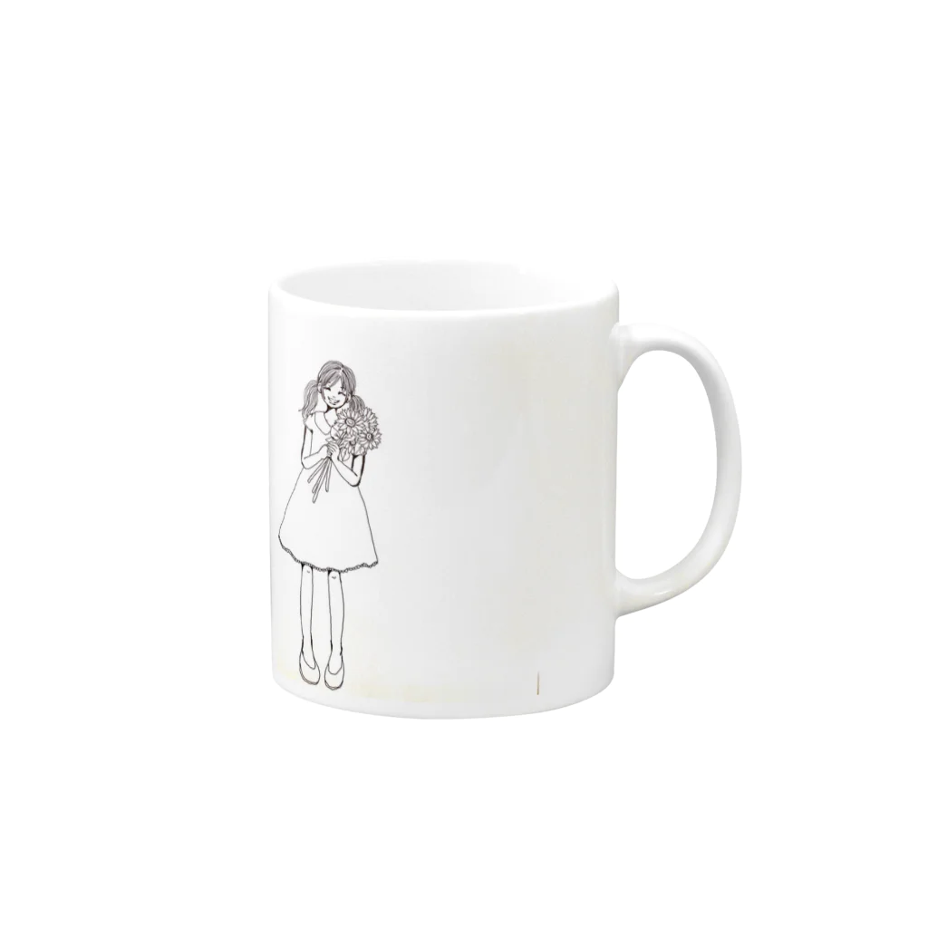 ニジイロオエカキの花と女の子 Mug :right side of the handle