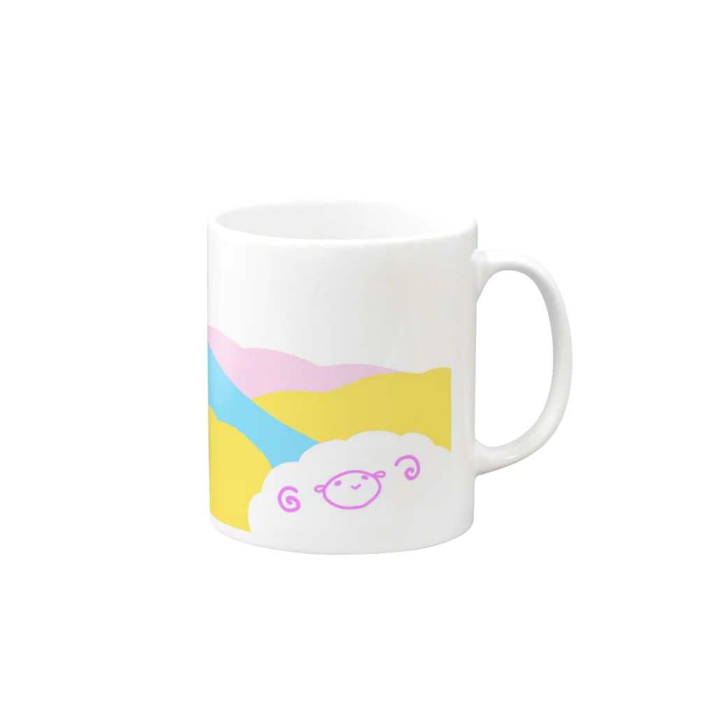 nakuru chanのひつじとふじさん Mug :right side of the handle