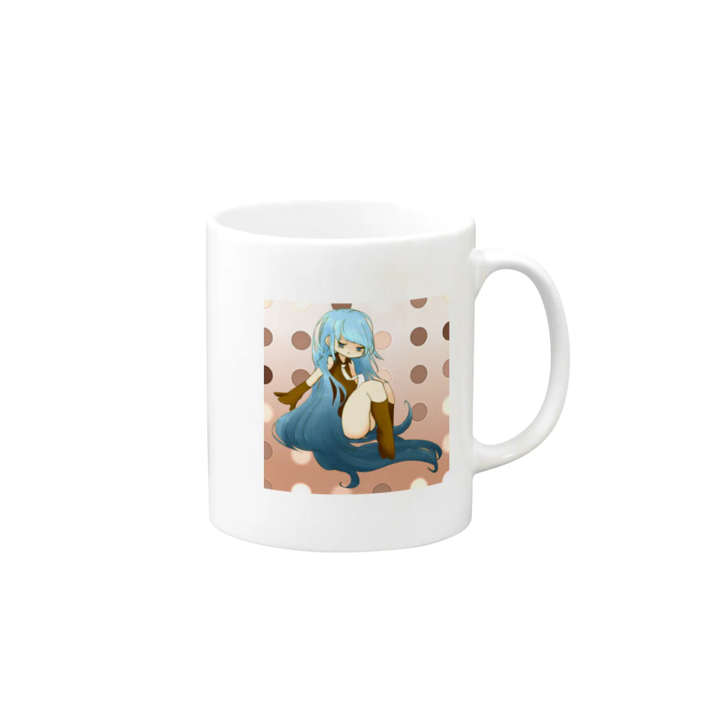 ONmの青髪ロング女子 Mug :right side of the handle