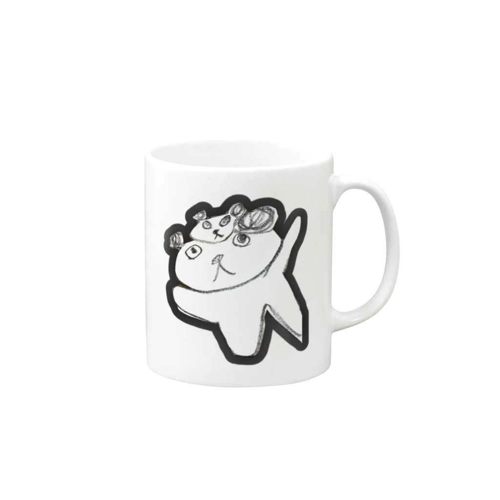 あなたのパンダのパンダのお面をつけたパンダ Mug :right side of the handle