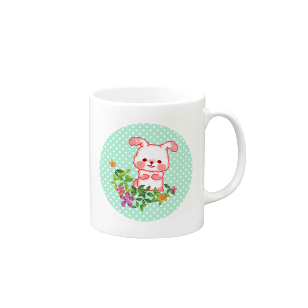 うりぼうのお店のもっちうさぎ　みずたま Mug :right side of the handle