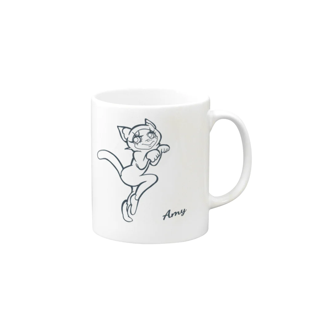 ちゃとらま　CHA10ramaのシャム猫　アミー Mug :right side of the handle