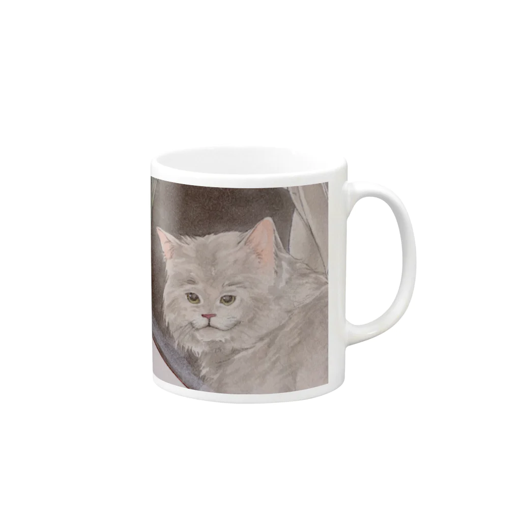 枢木の淡猫 Mug :right side of the handle