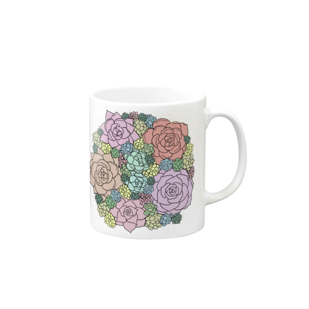 T’s succulentの多肉植物　寄植え編　vol.1 Mug :right side of the handle