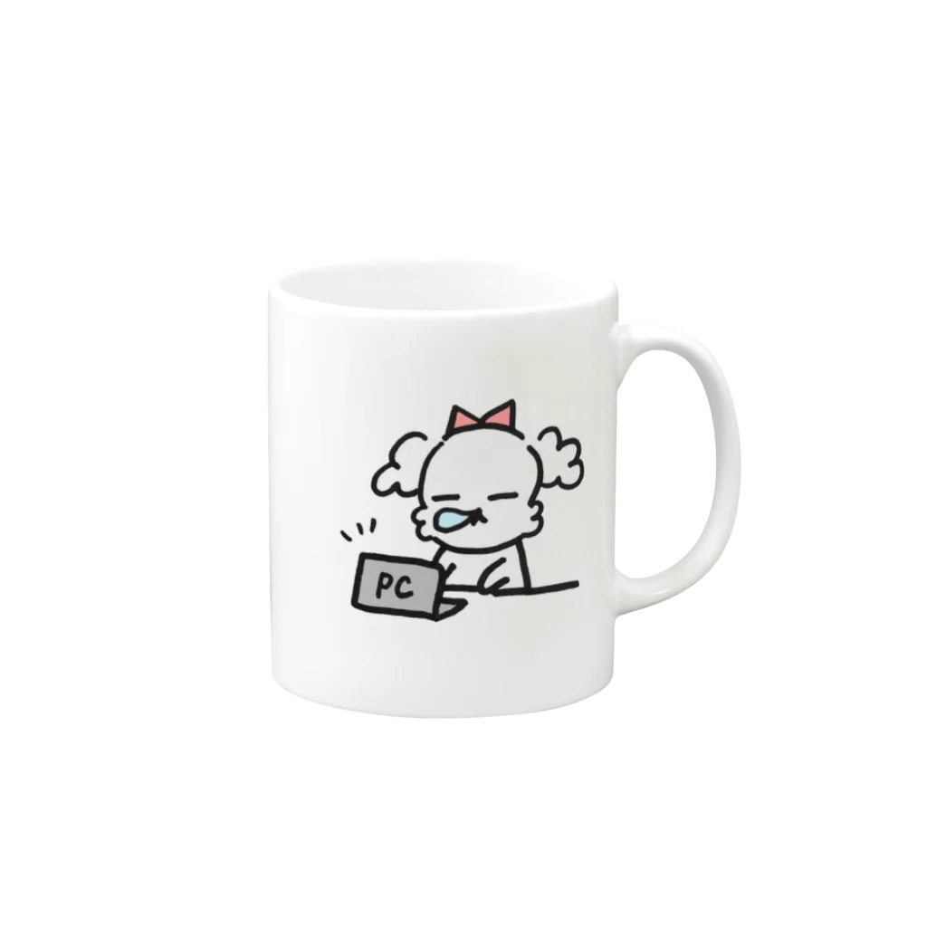 マルチーズのちゃんと仕事してますよ(嘘)なマルチーズ Mug :right side of the handle