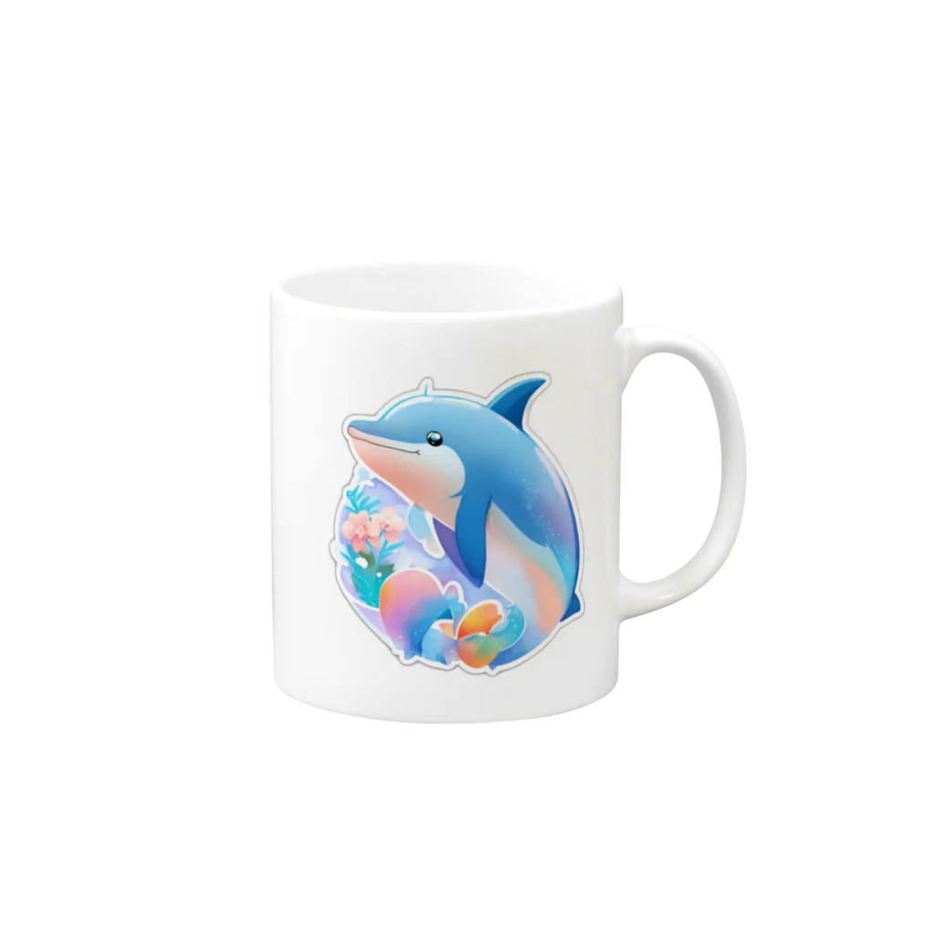 dolphineの可愛いイルカ Mug :right side of the handle