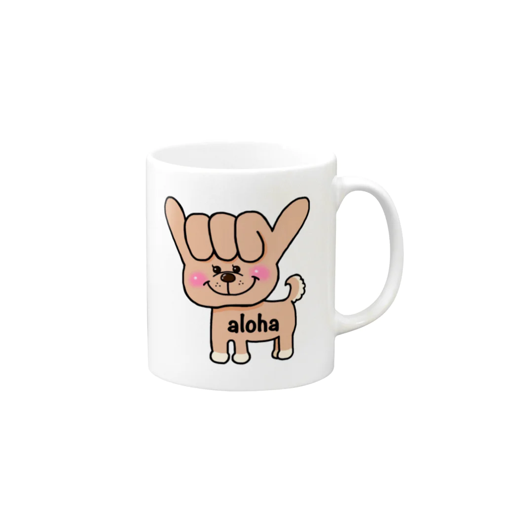 2525aloha_xoxo_hawaiiのaloha❣️shaka 🤙🏼 dog 🐶 Mug :right side of the handle