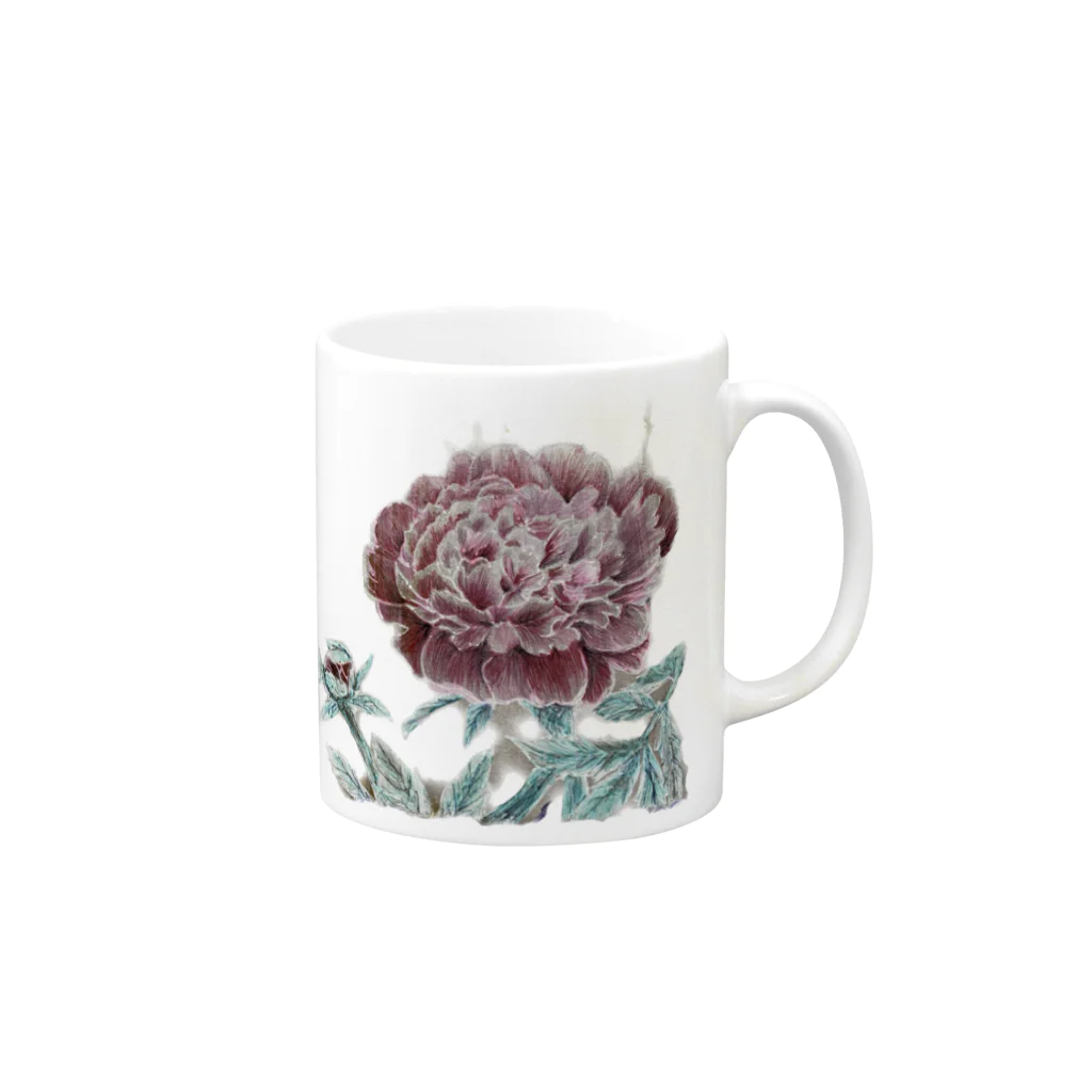 kerokoro雑貨店の芍薬・しゃくやく Mug :right side of the handle