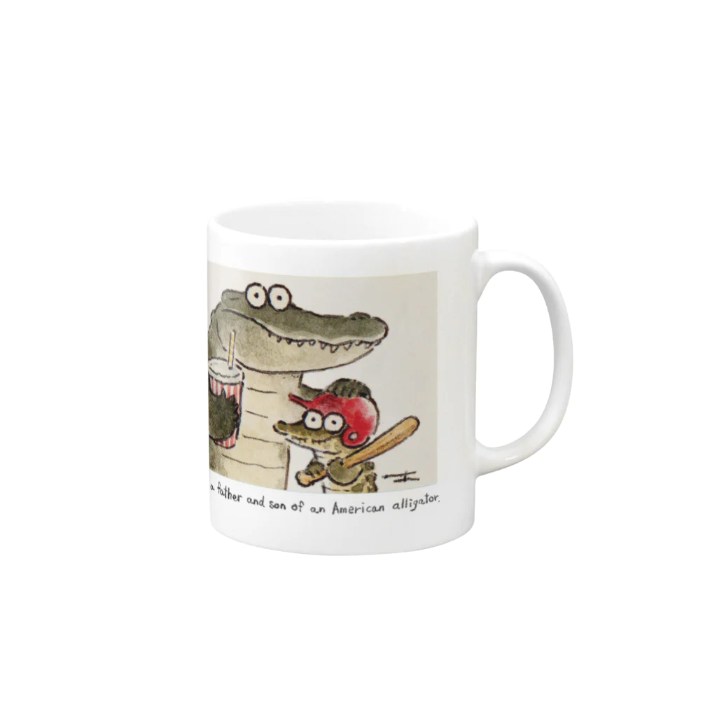 あめみやのとあるアメリカアリゲーターの親子の肖像画 Mug :right side of the handle