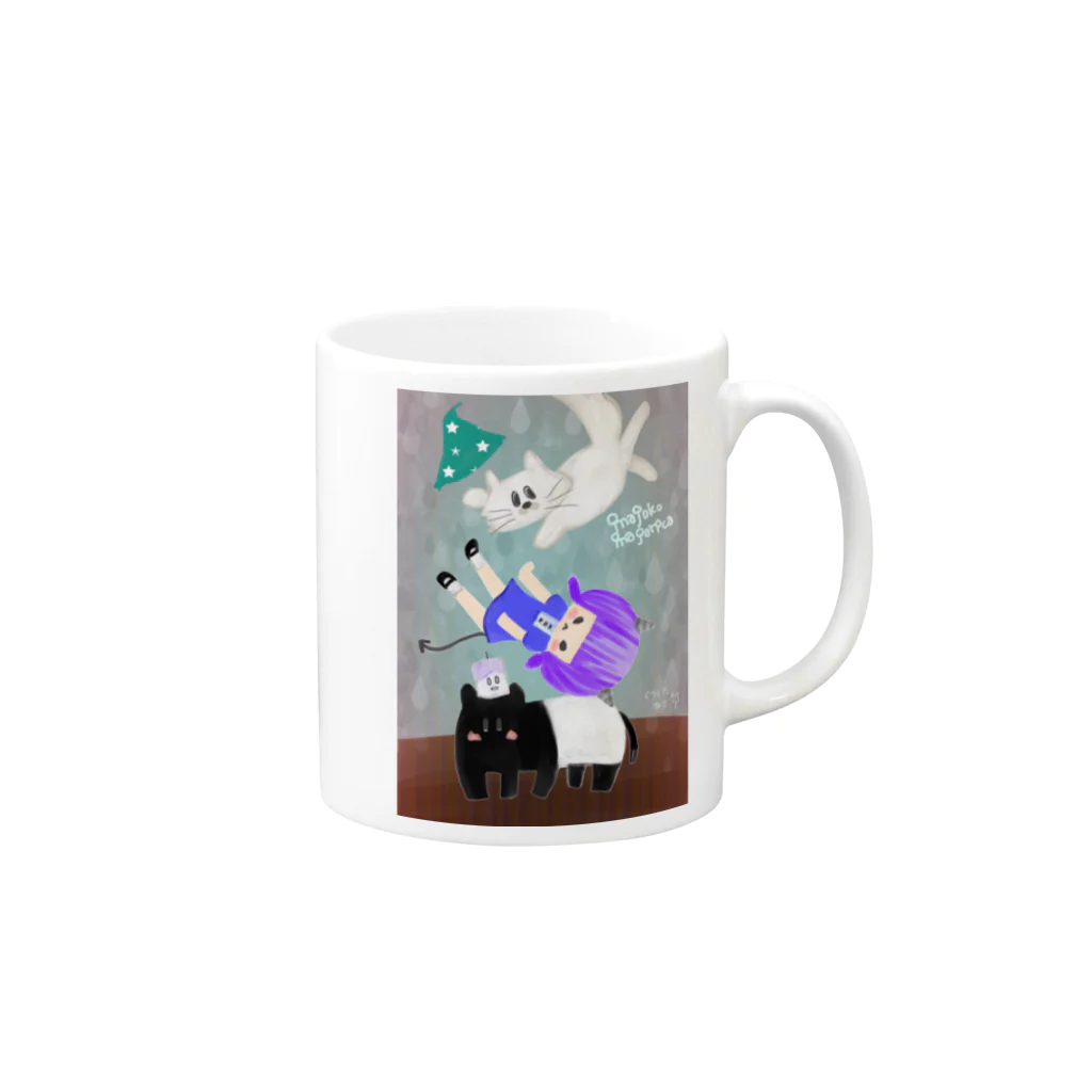 くつしたねこのオラクルカード　つみかさね Mug :right side of the handle