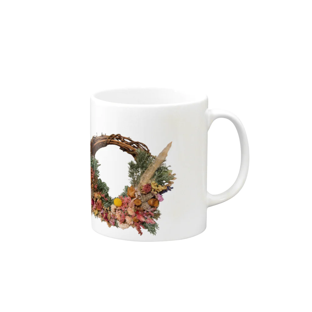 aco_la vida con las flores_花のある暮らしのドライフラワーリース Mug :right side of the handle