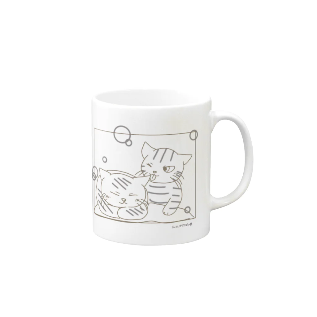 inunekoronの仲良し親子猫マグカップ Mug :right side of the handle