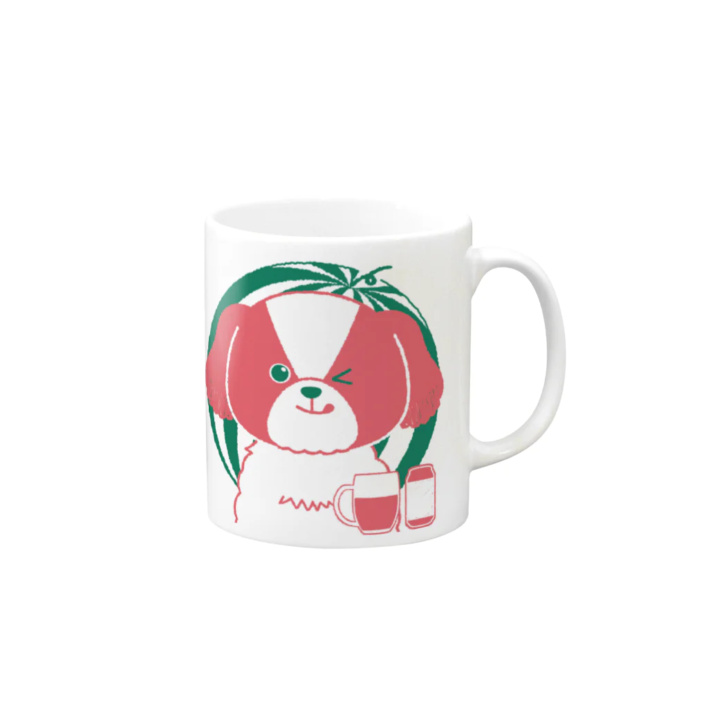 たけよんのすいかカラーのけんちゃん Mug :right side of the handle