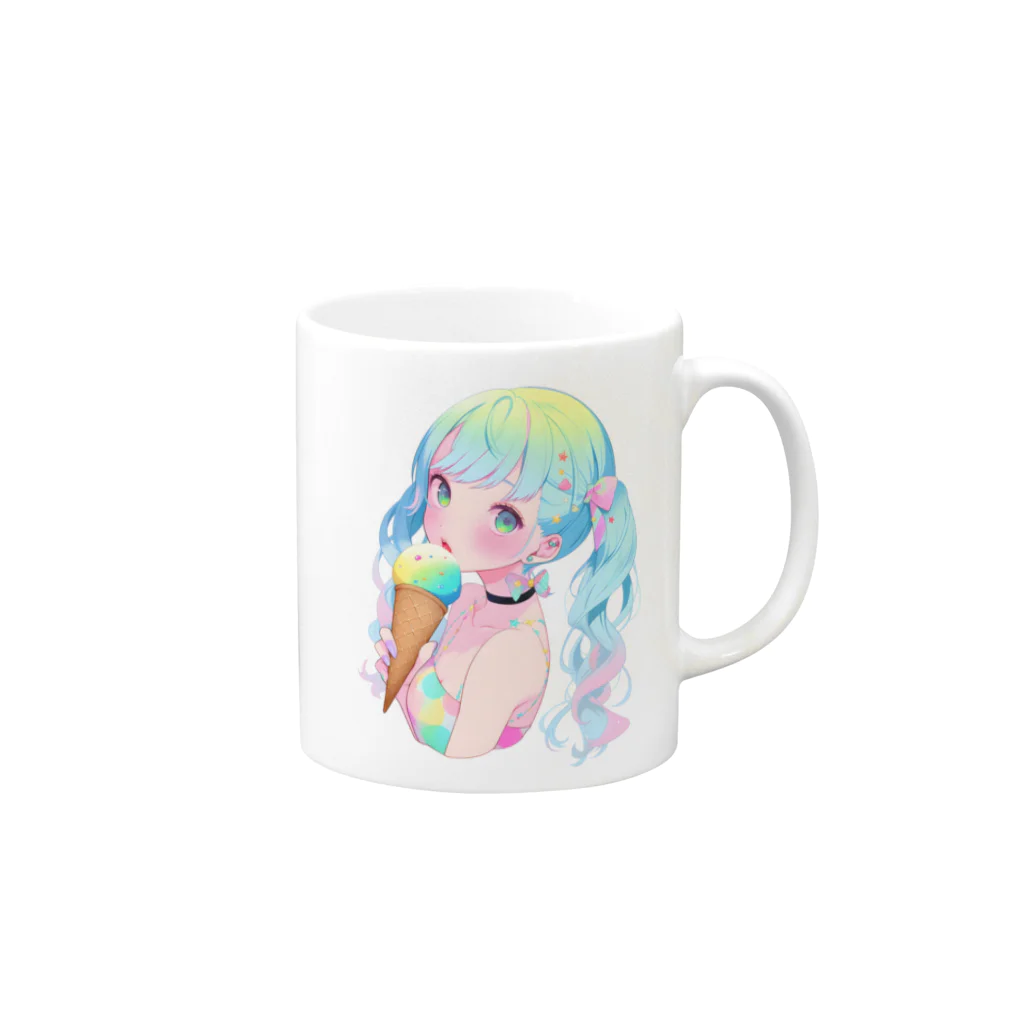 ヤバいTシャツ屋しゃんの暑い夏はアイスだ008 Mug :right side of the handle