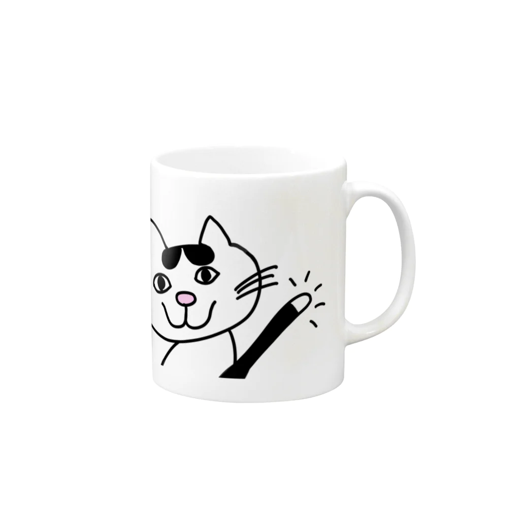 保護猫とTOSAN家ショップのエンパチ君グッズ Mug :right side of the handle